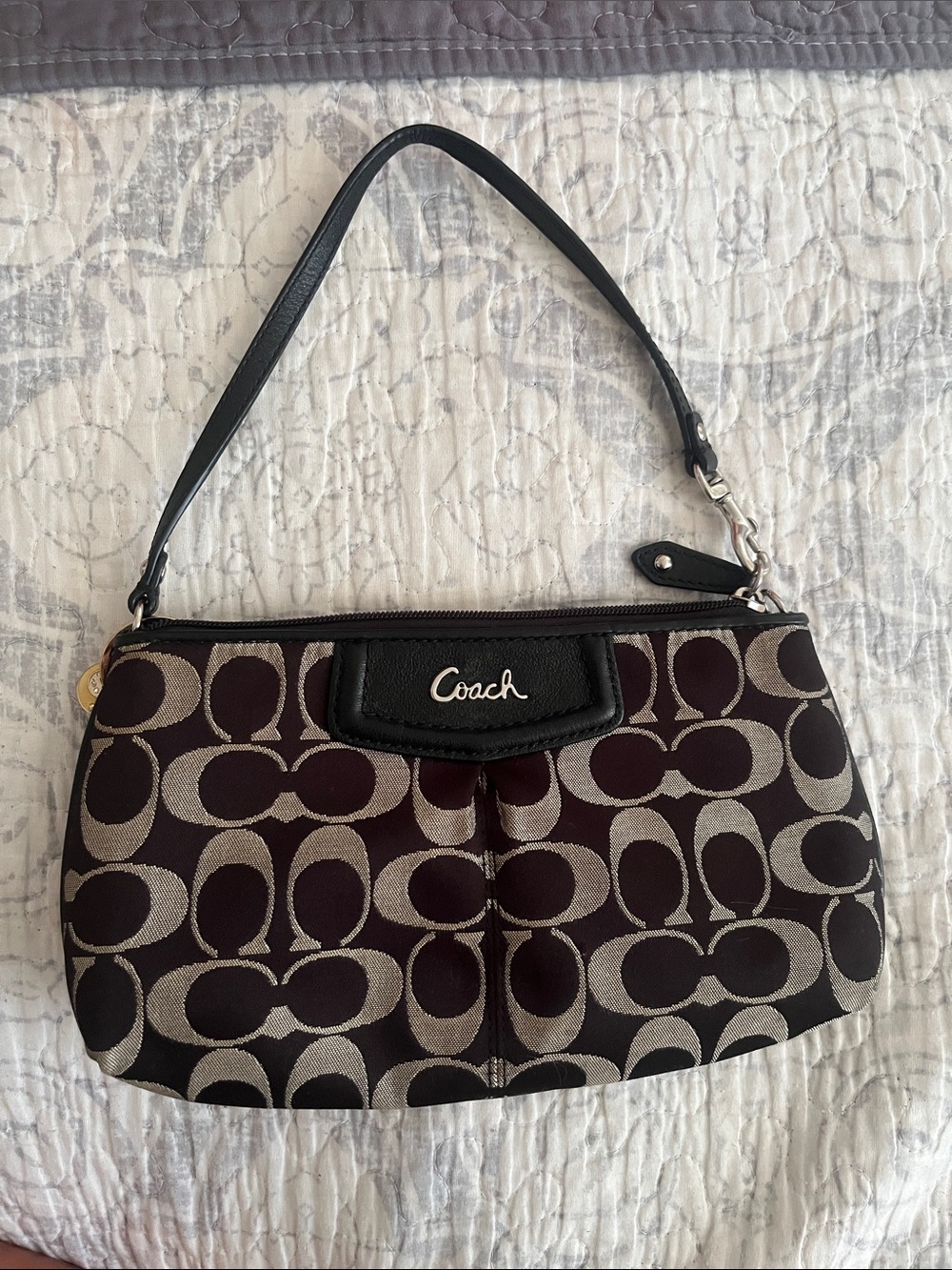 Coach Black Monogram wristlet